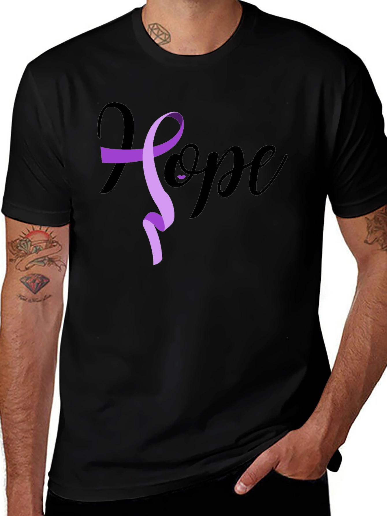 Hope Ribbon Graphic T-Shirt - Black