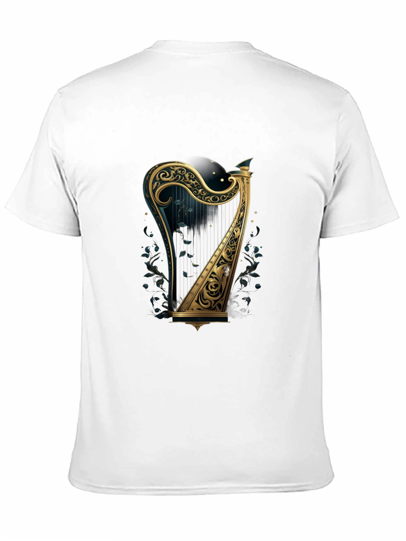 Ornate Harp Graphic Tee - Musical Instrument T-Shirt