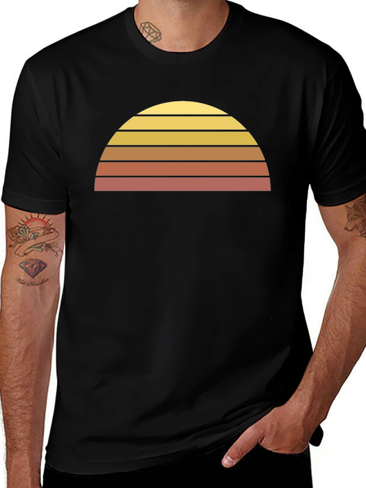 Retro Sunset Graphic Tee - Vintage Style Mens T-Shirt