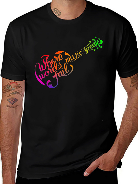 Music Speaks T-Shirt: Colorful Guitar Design
