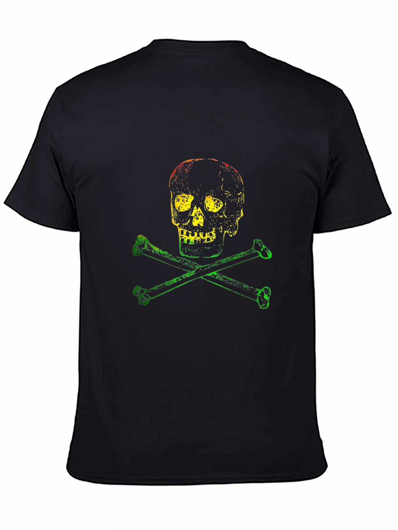 Rasta Skull and Bones Graphic T-Shirt - Black