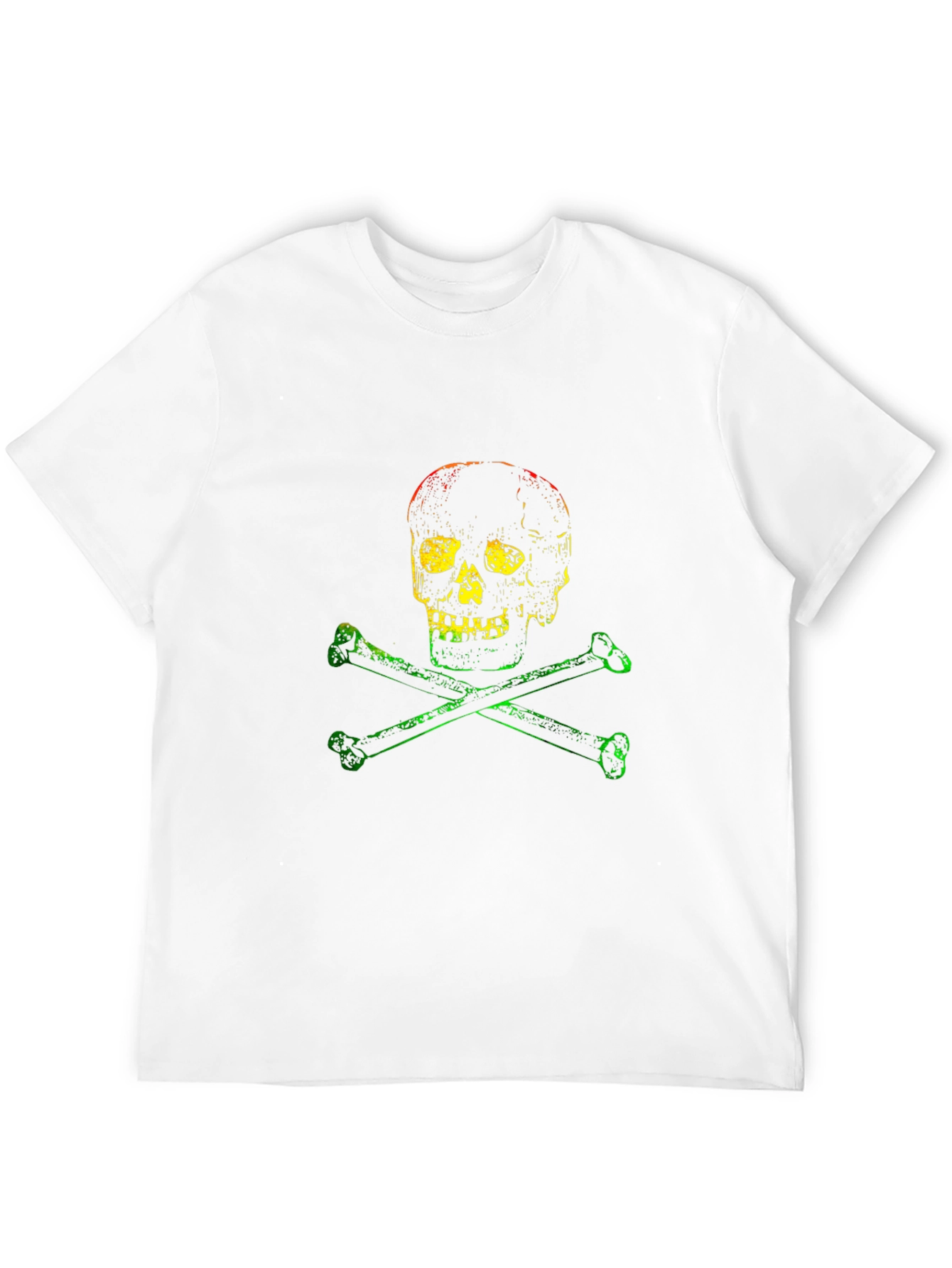 Rasta Skull and Bones Graphic T-Shirt - Black