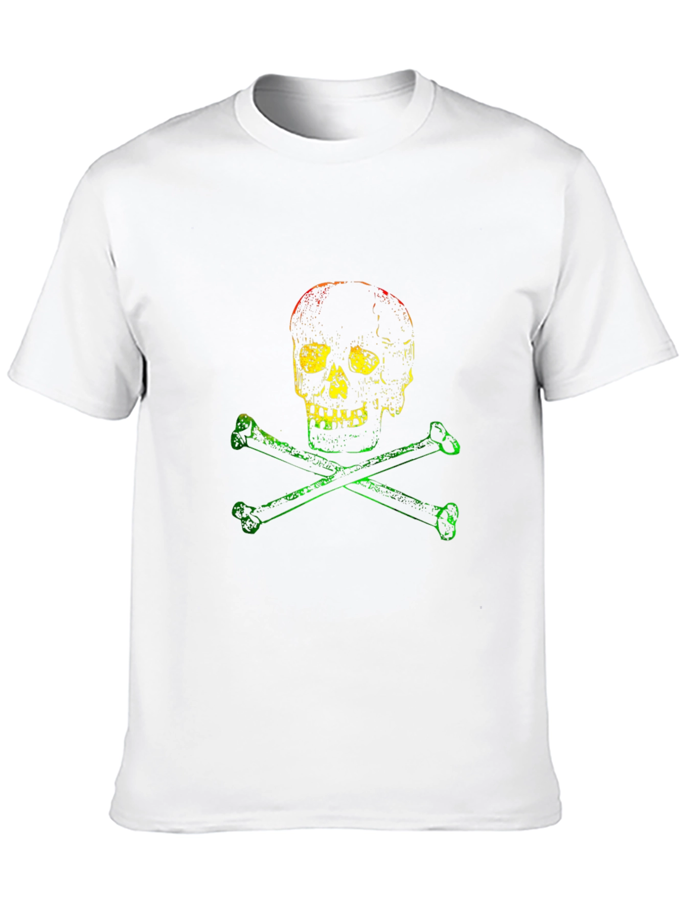 Rasta Skull and Bones Graphic T-Shirt - Black