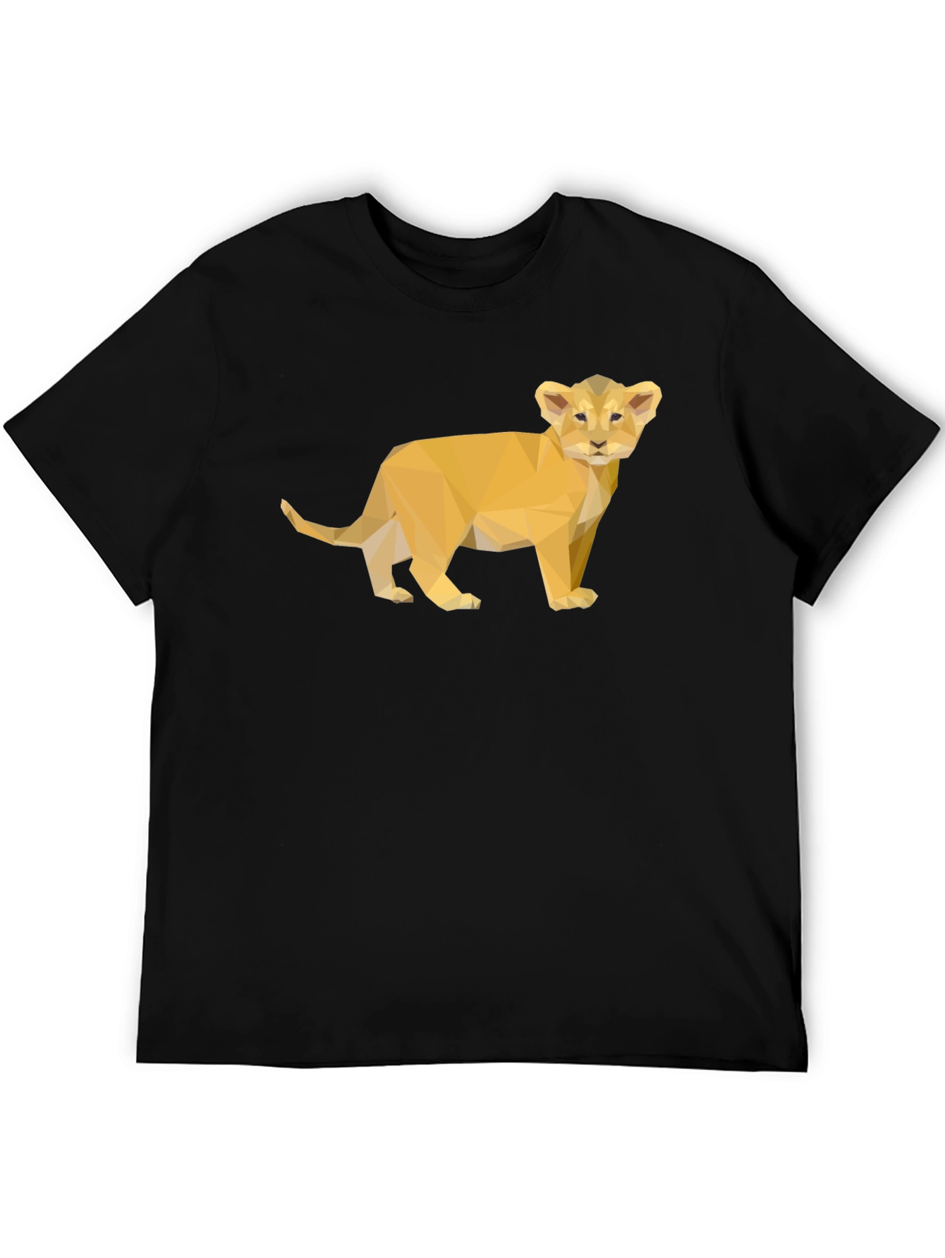 Geometric Lion Cub Black T-Shirt