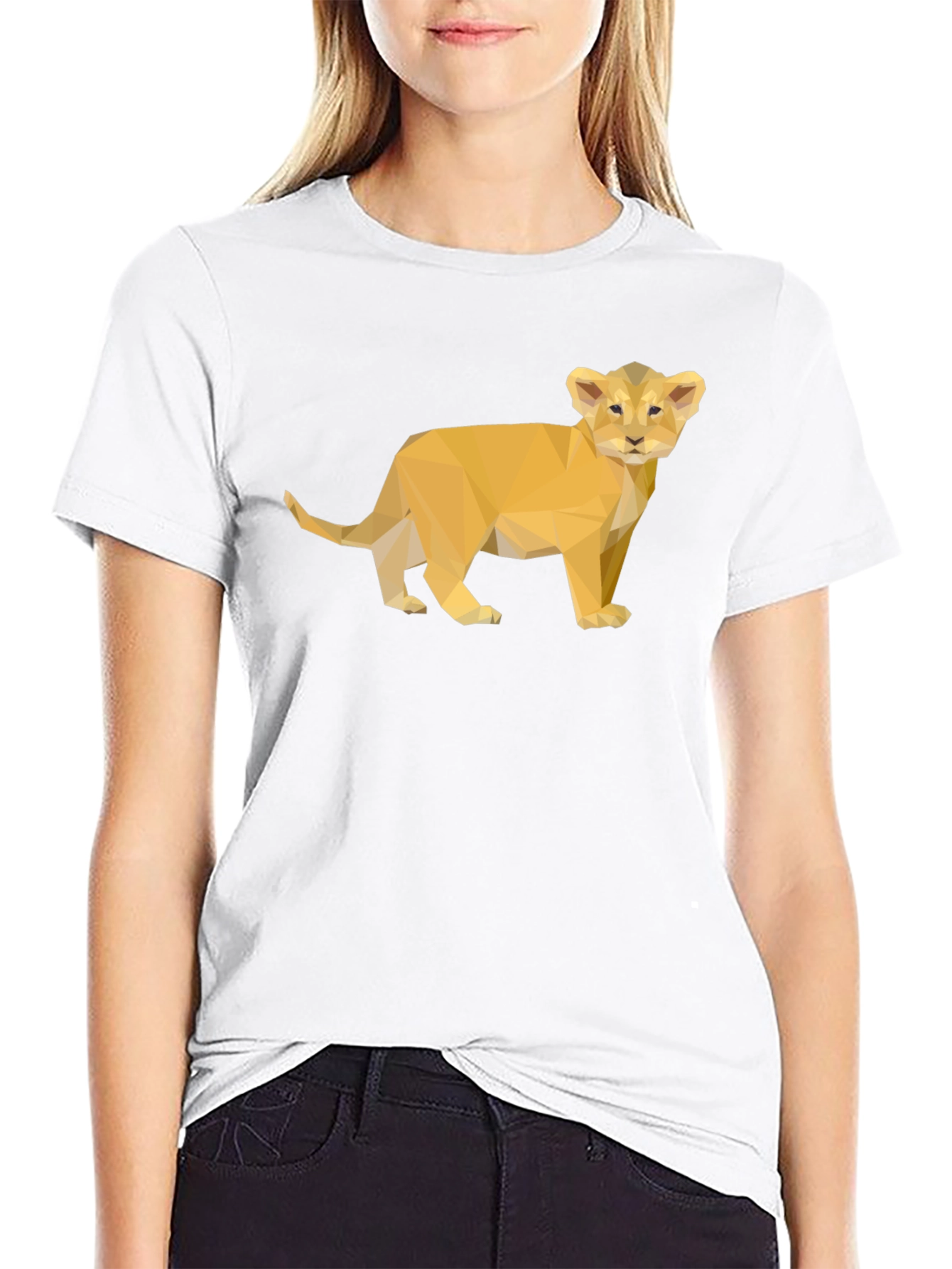 Geometric Lion Cub Black T-Shirt