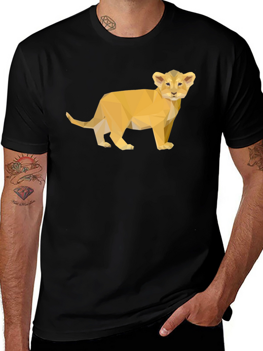 Geometric Lion Cub Black T-Shirt