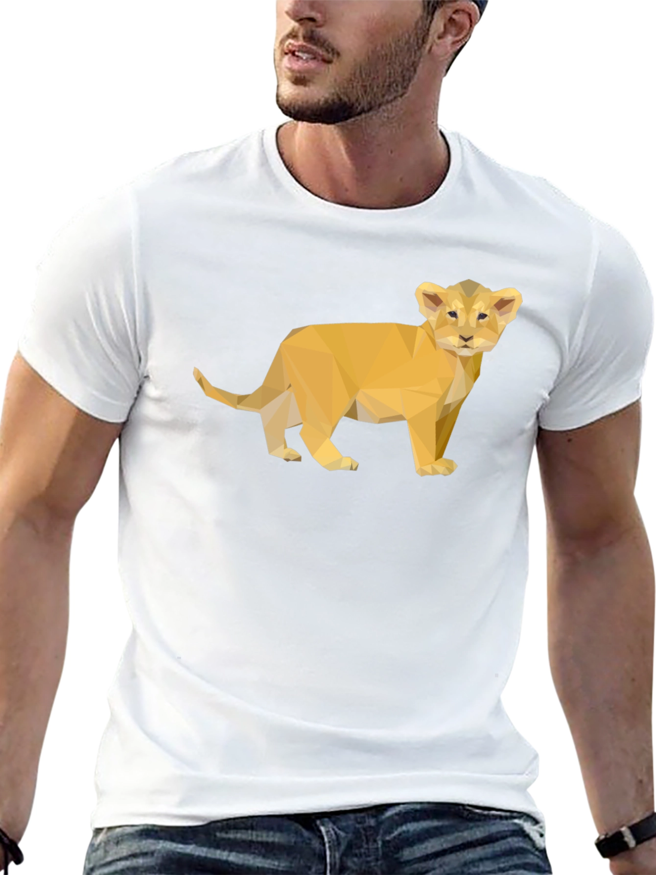 Geometric Lion Cub Black T-Shirt