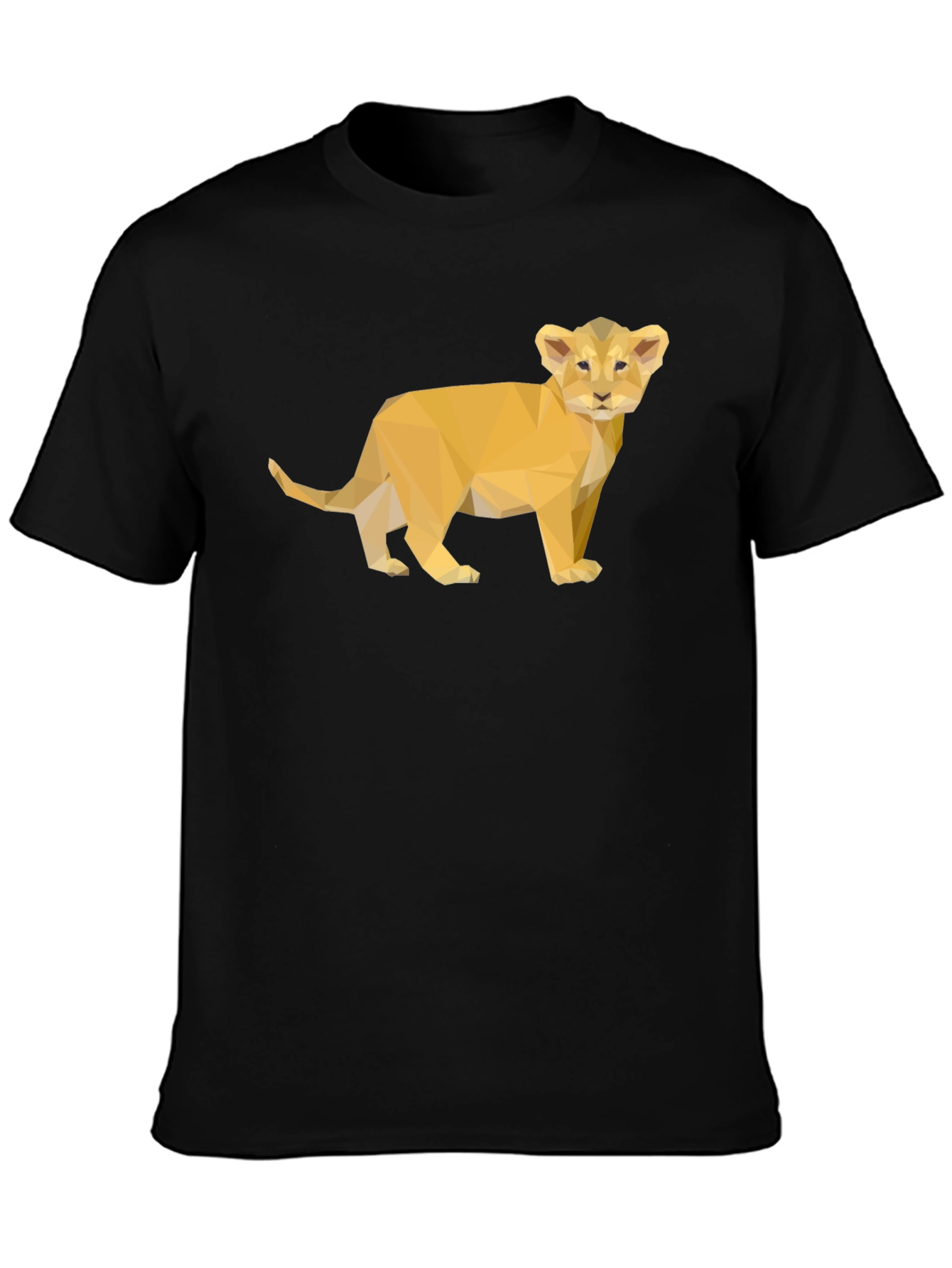 Geometric Lion Cub Black T-Shirt