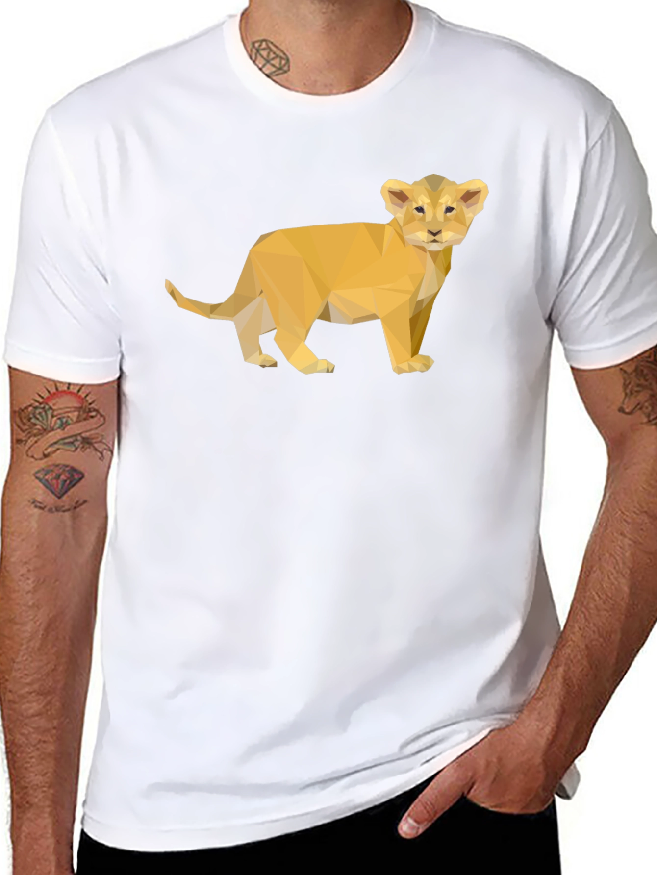 Geometric Lion Cub Black T-Shirt
