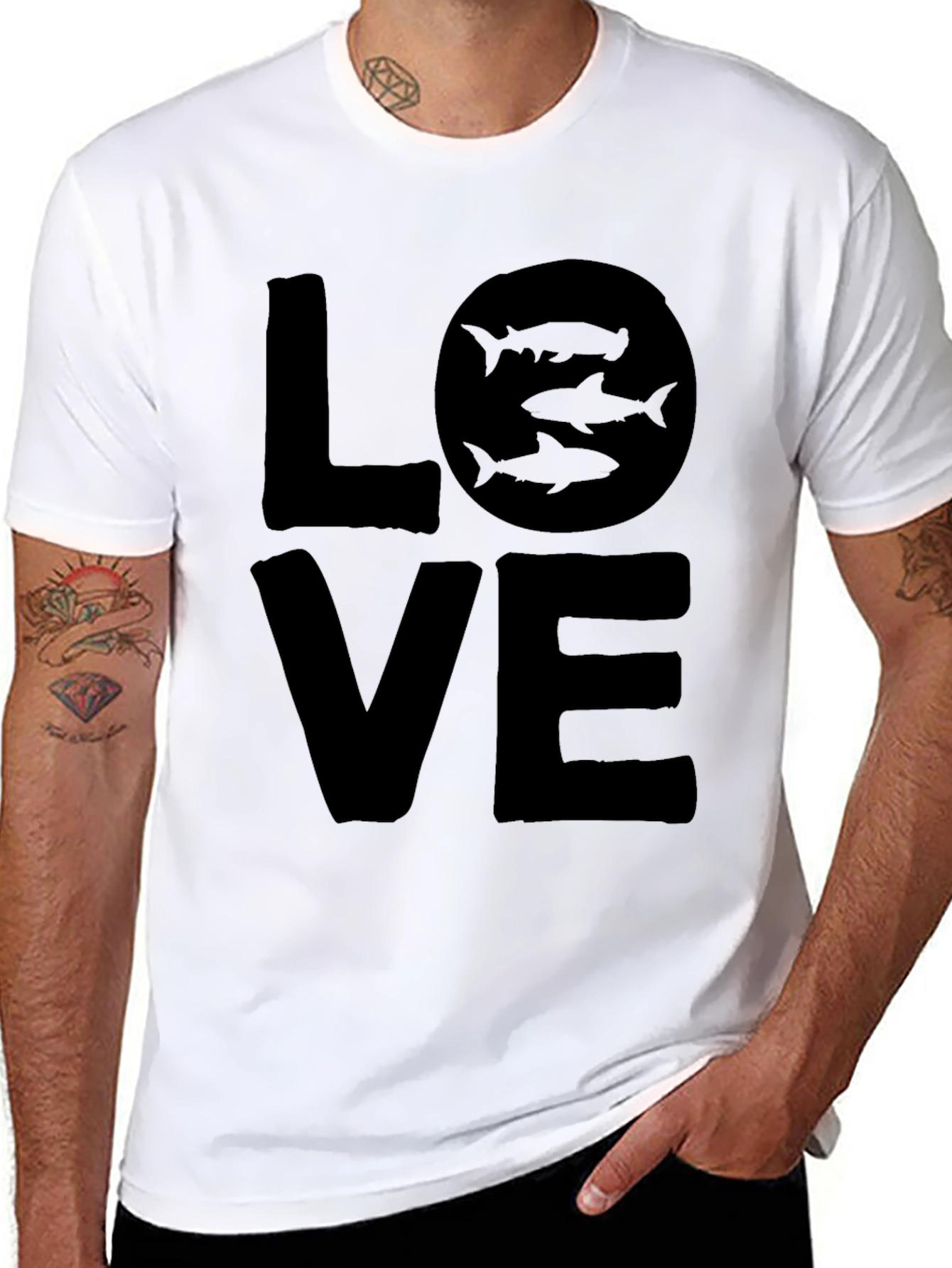 Love Sharks Black T-Shirt