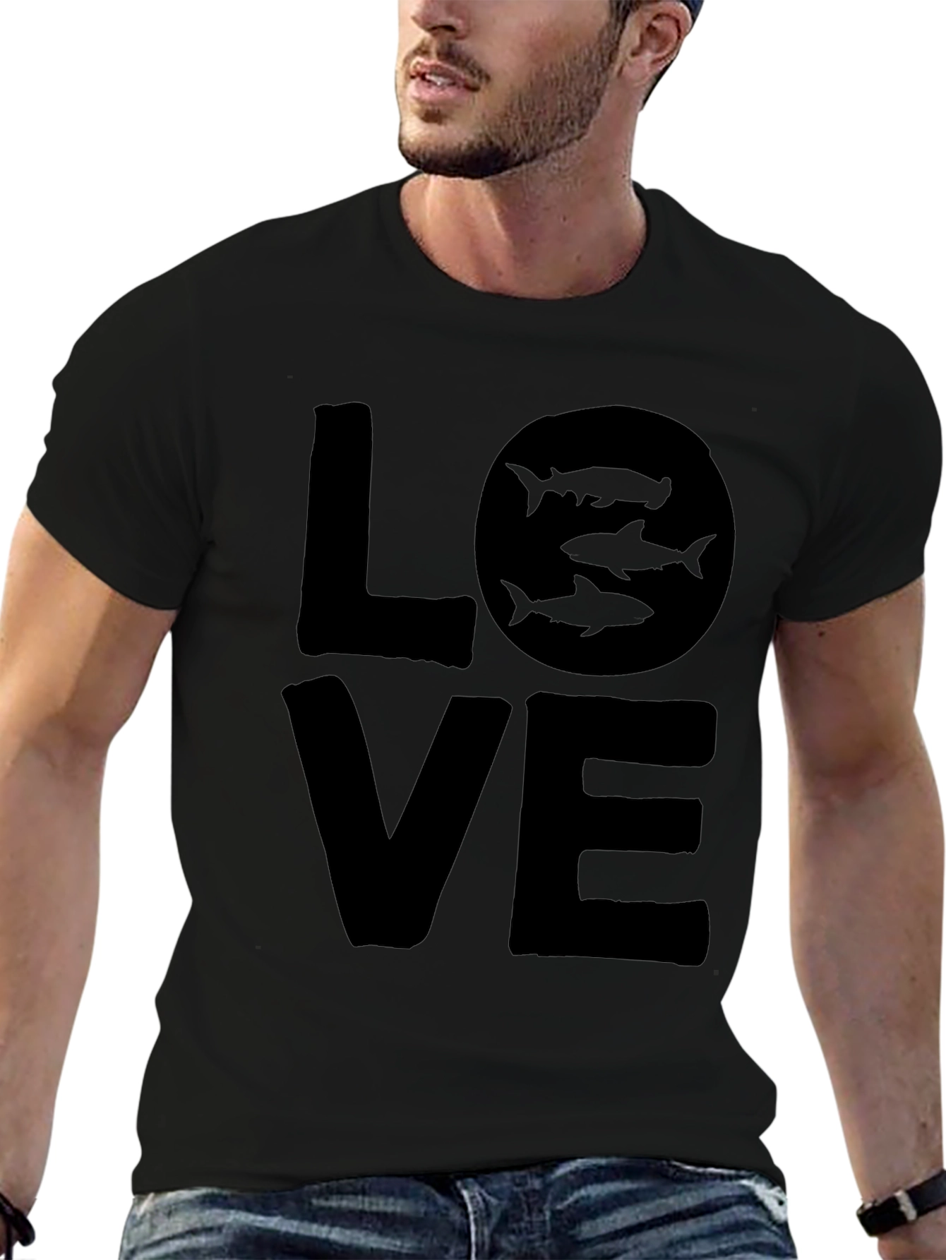 Love Sharks Black T-Shirt