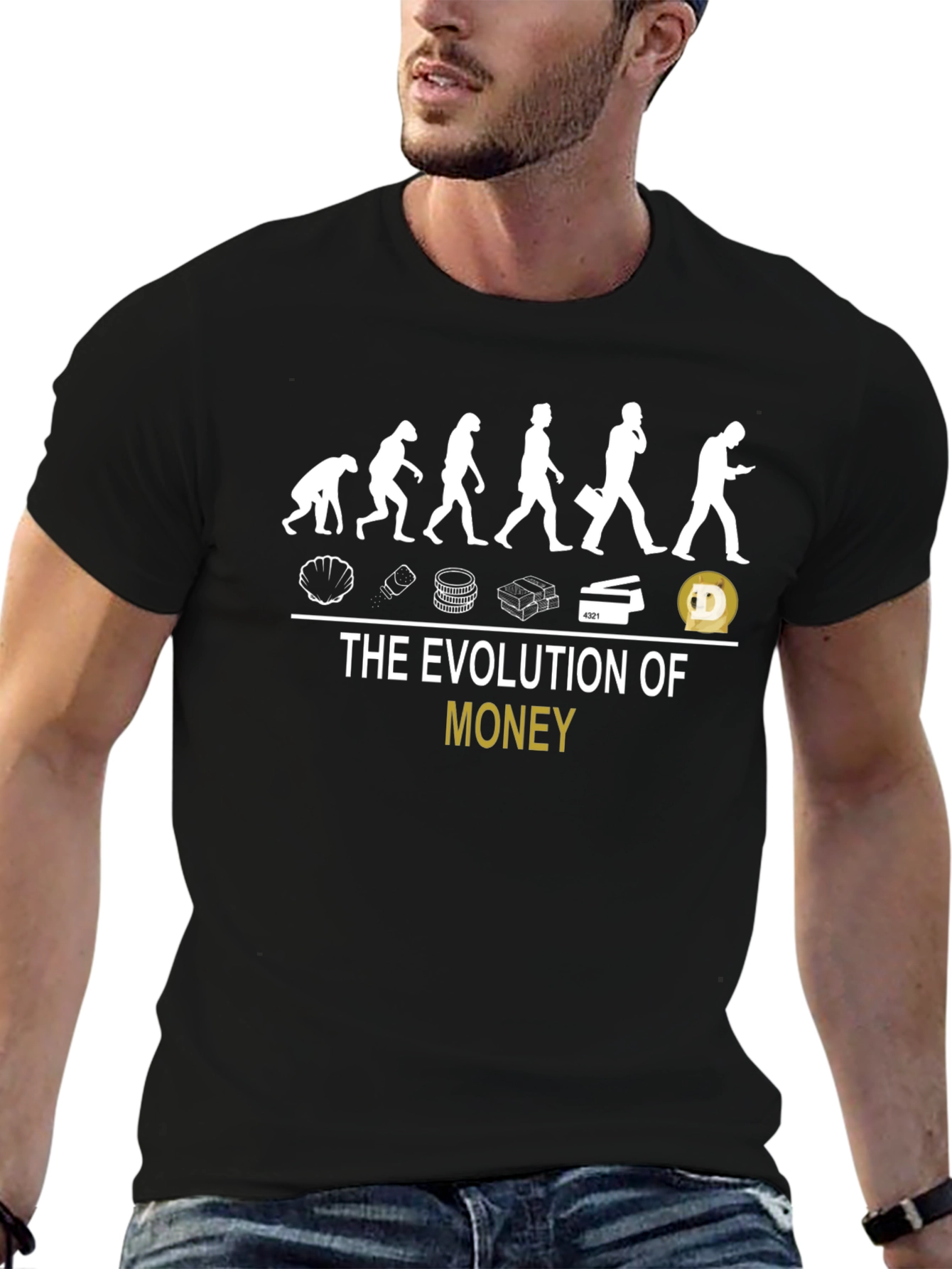 Evolution of Money Graphic Tee - Black Cotton T-Shirt