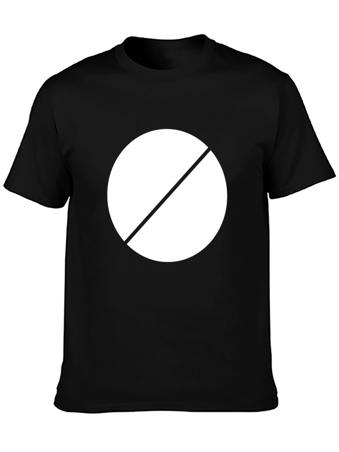 Graphic Tee: Circle with Diagonal Line - Black