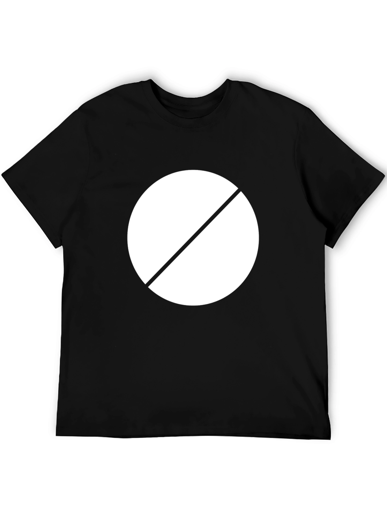 Graphic Tee: Circle with Diagonal Line - Black