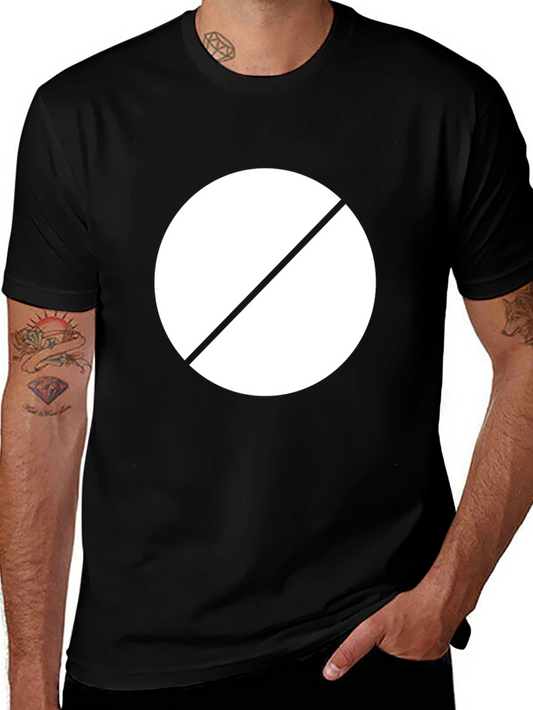 Graphic Tee: Circle with Diagonal Line - Black