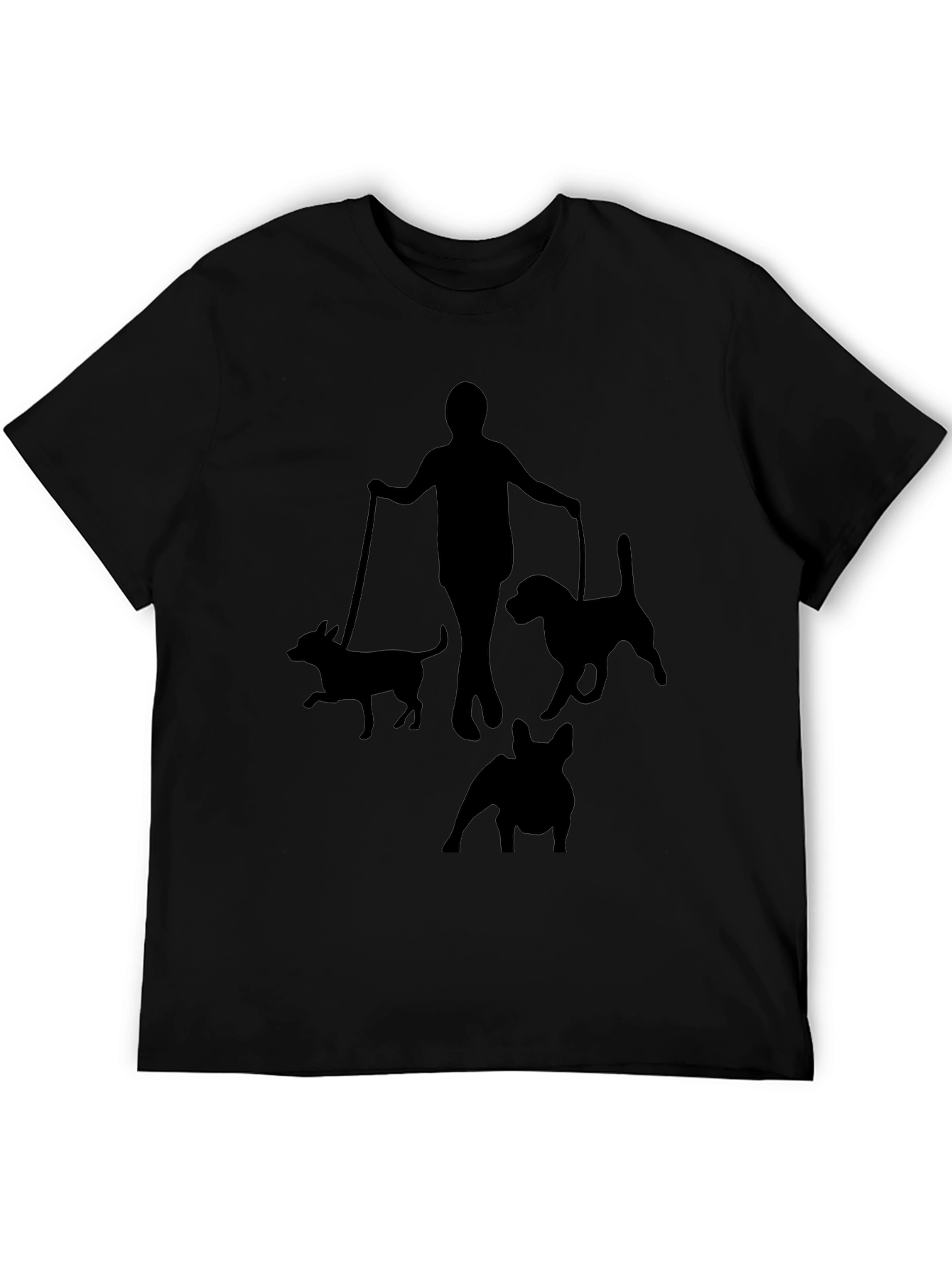 Dog Walker Silhouette Graphic T-Shirt