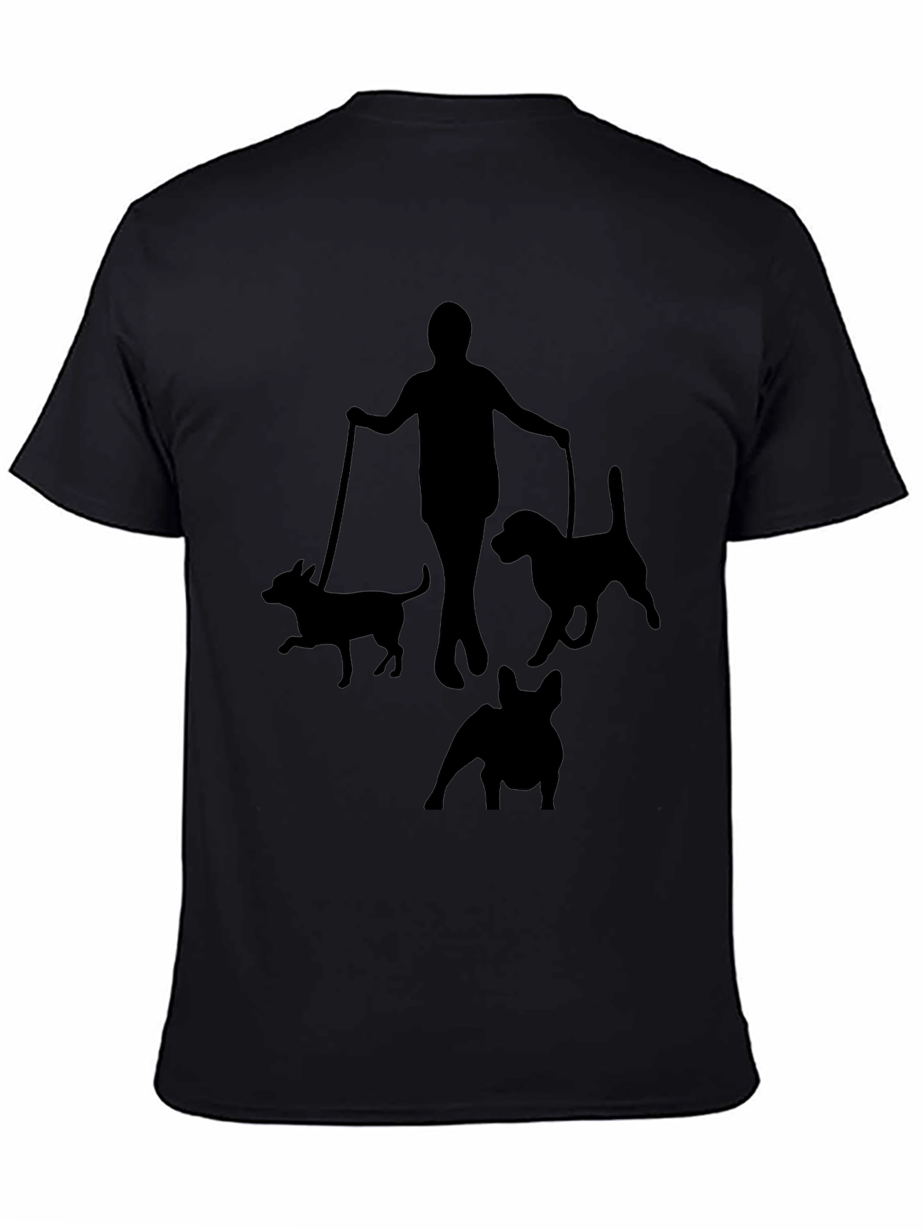 Dog Walker Silhouette Graphic T-Shirt