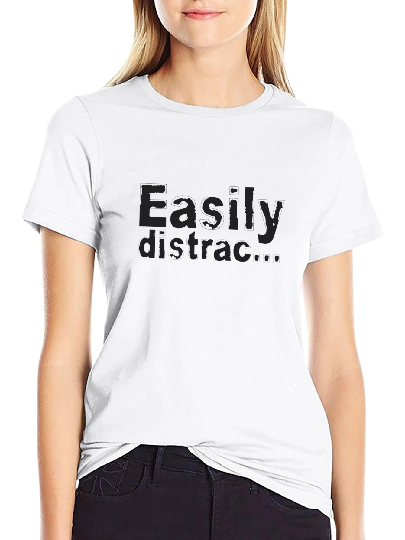 Easily Distracted Graphic Tee - Black Cotton T-Shirt