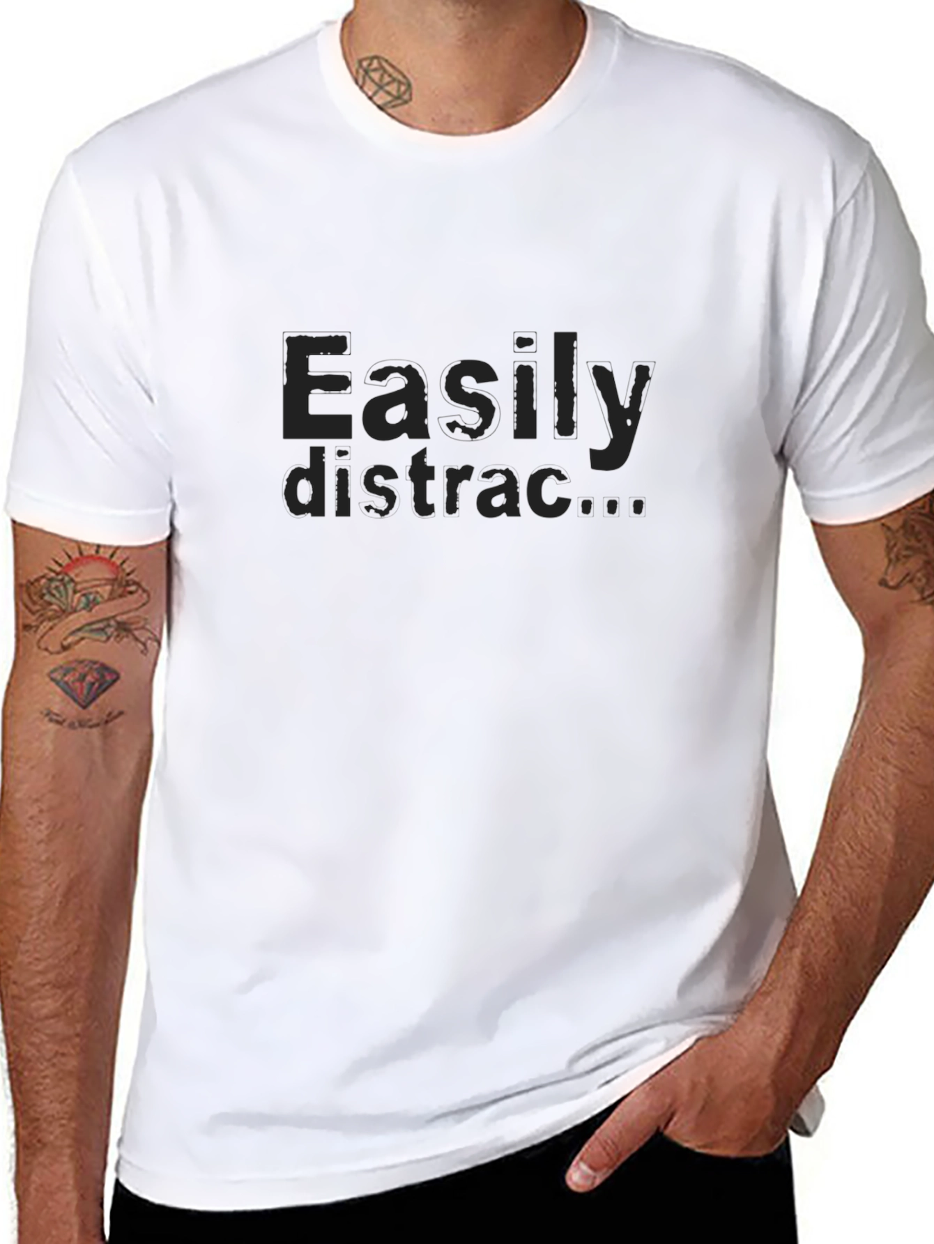 Easily Distracted Graphic Tee - Black Cotton T-Shirt