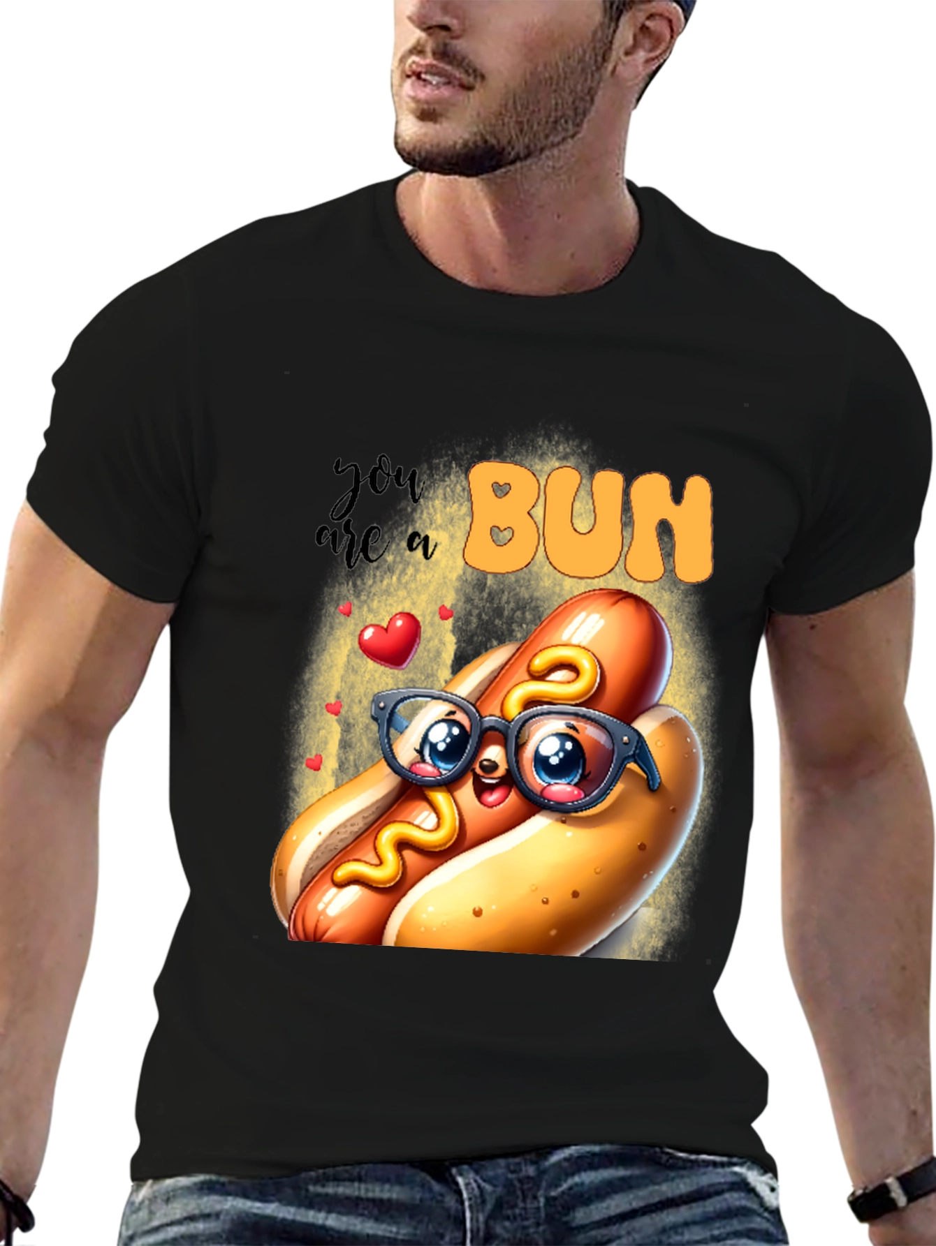 Cute Hotdog Graphic T-Shirt - You are a Bun