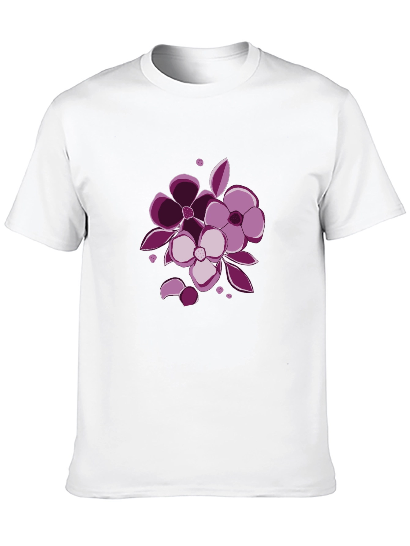 Floral Graphic Tee - Black Cotton Casual Wear