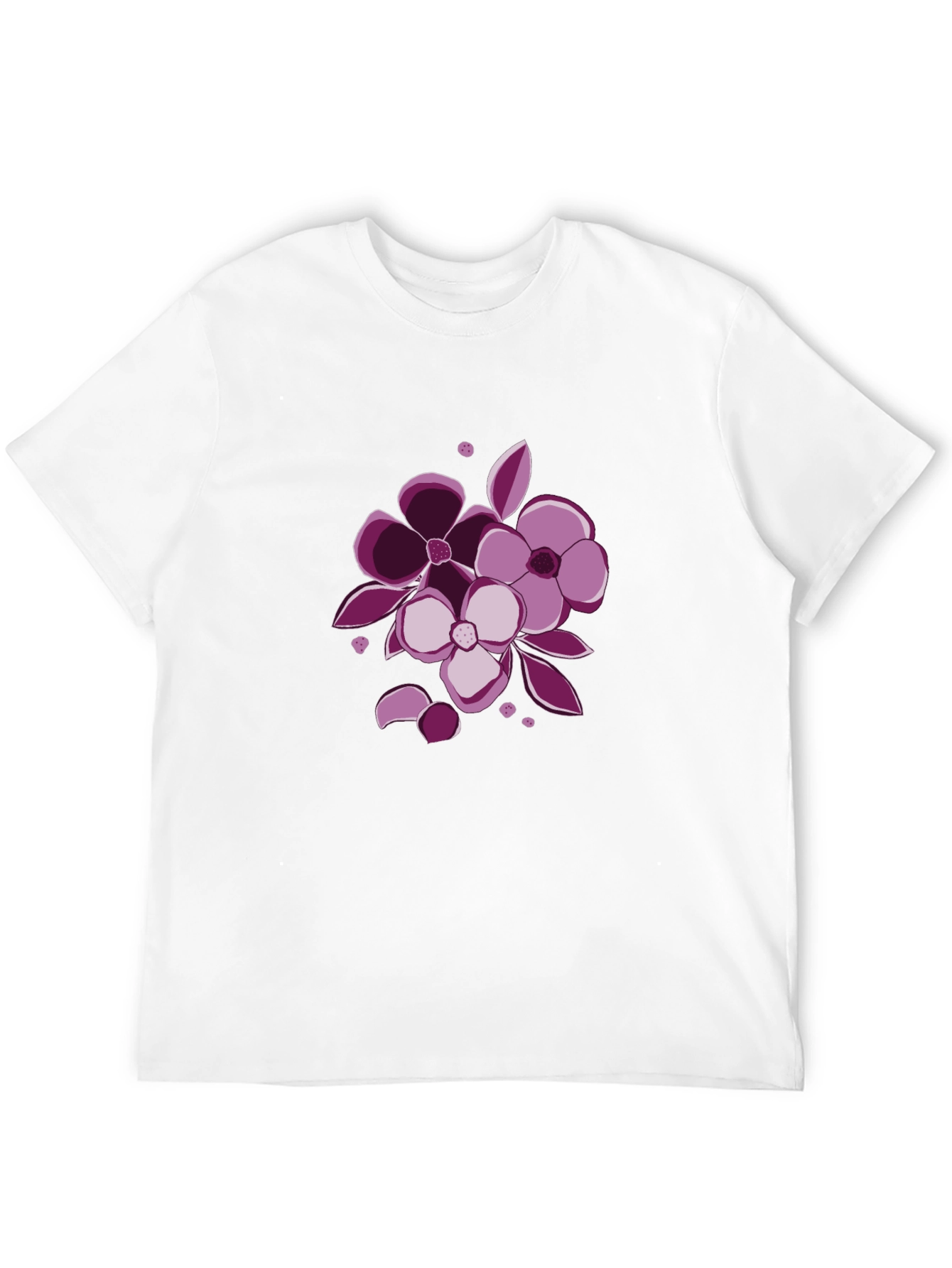 Floral Graphic Tee - Black Cotton Casual Wear