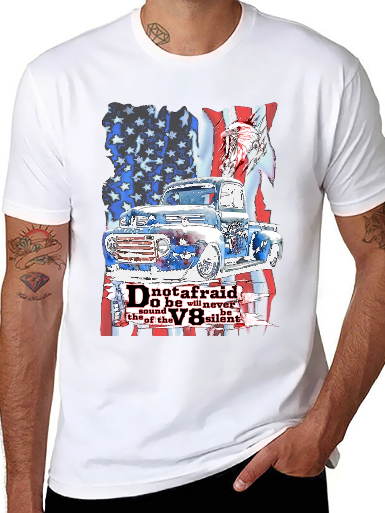 Patriotic Truck V8 T-Shirt