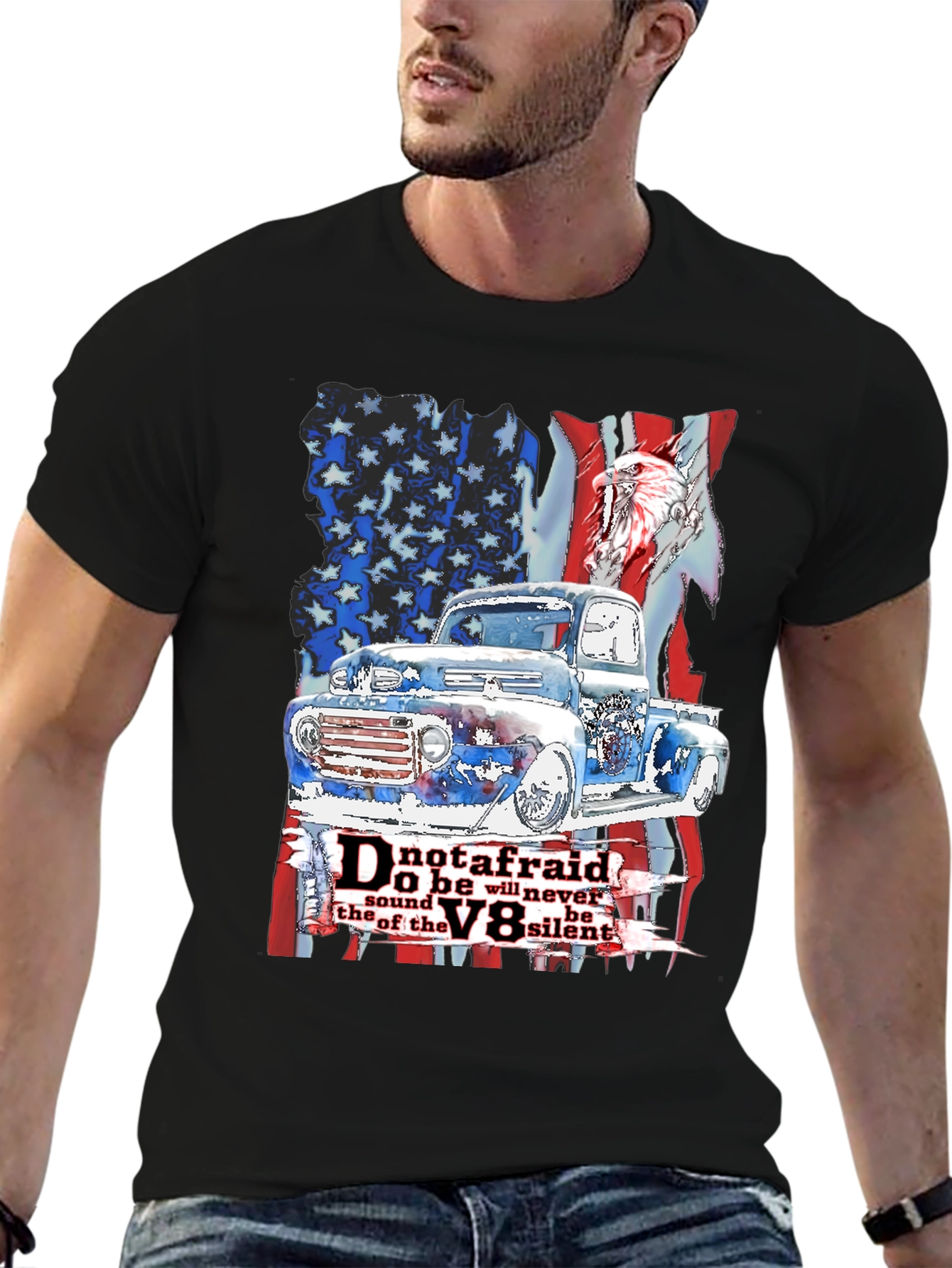 Patriotic Truck V8 T-Shirt