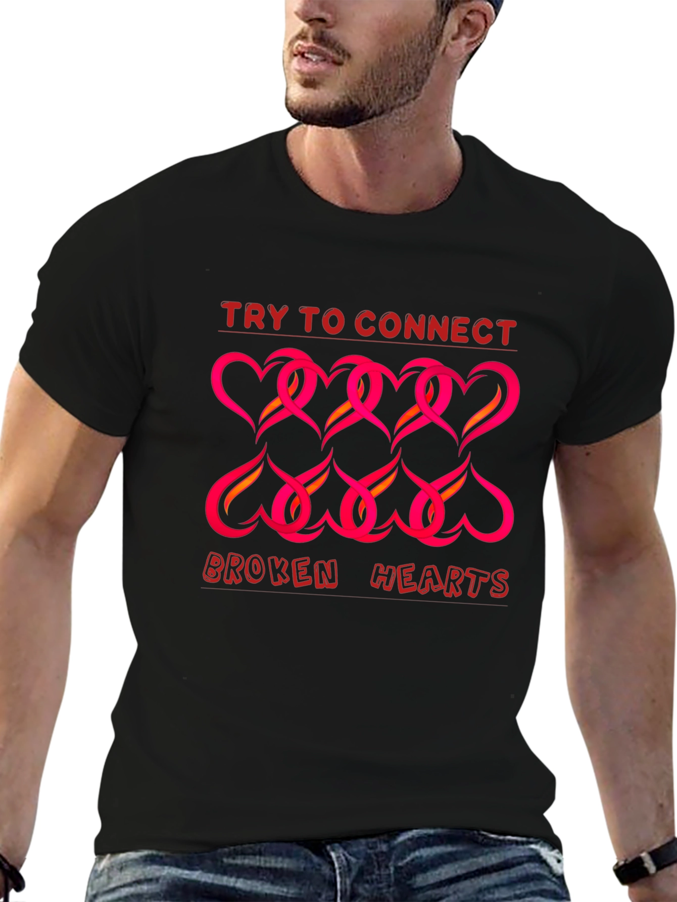 Try to Connect Broken Hearts Graphic T-Shirt