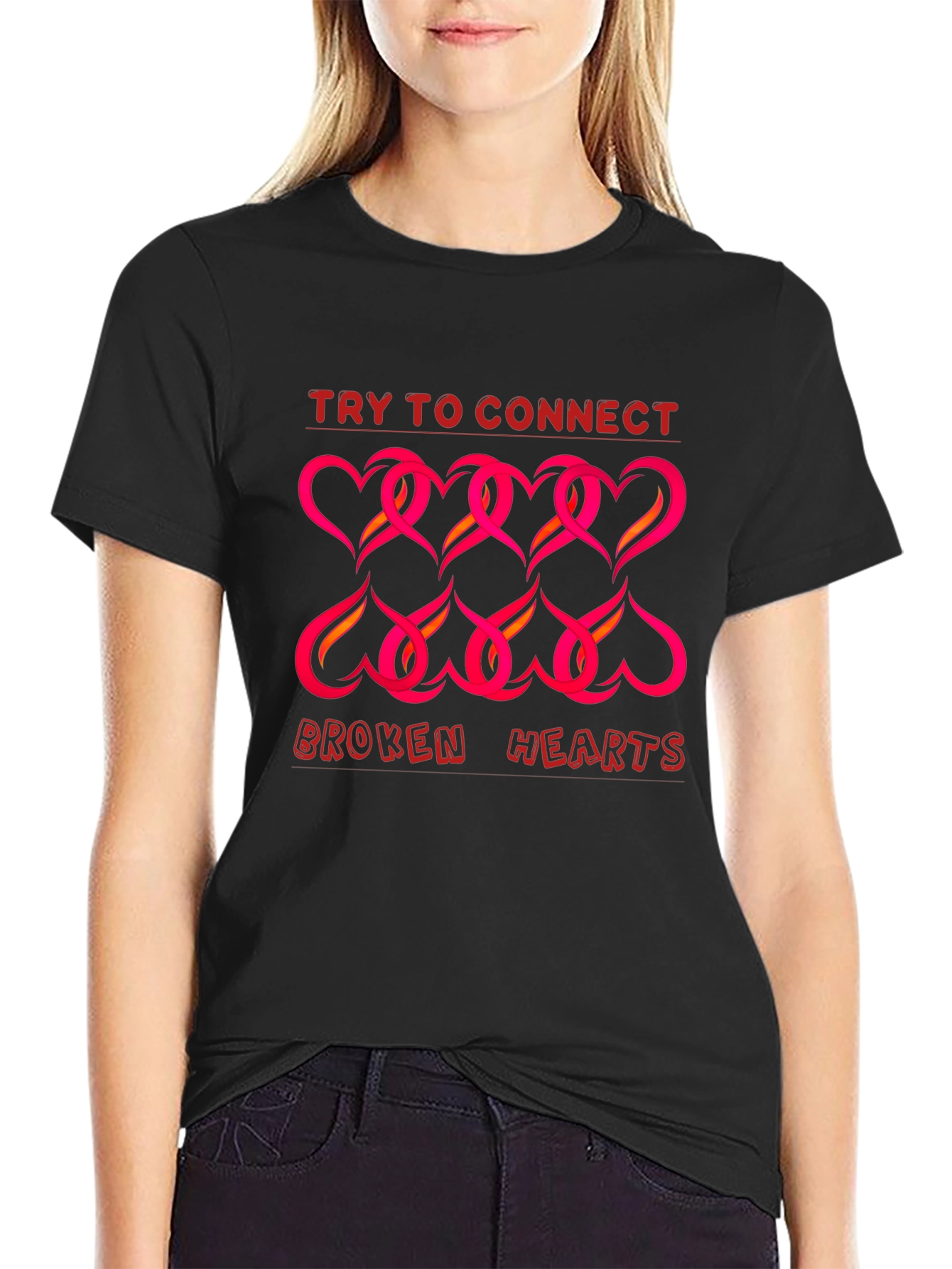 Try to Connect Broken Hearts Graphic T-Shirt