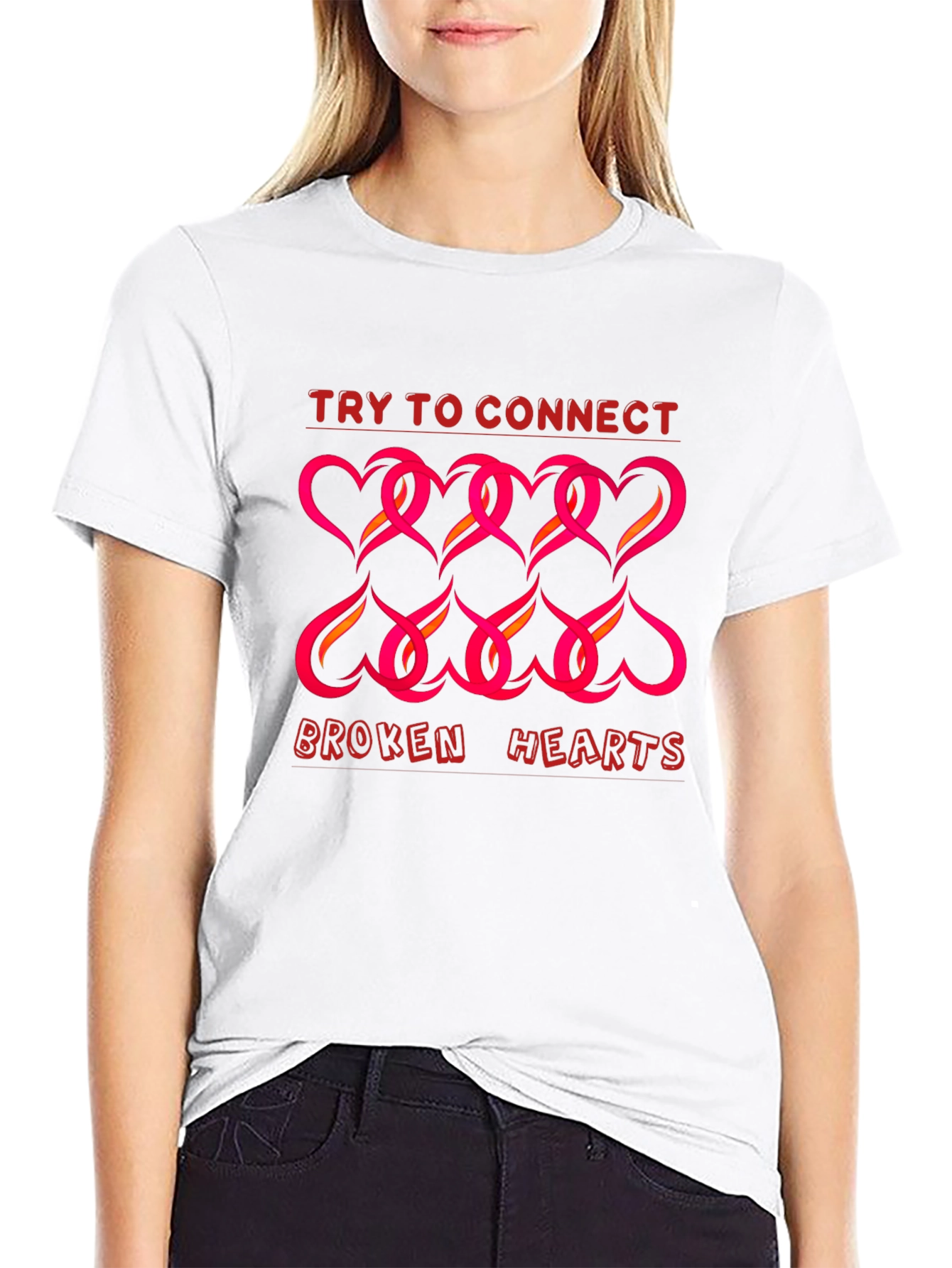 Try to Connect Broken Hearts Graphic T-Shirt