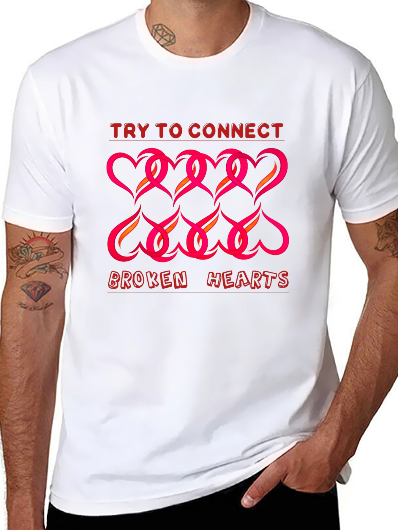 Try to Connect Broken Hearts Graphic T-Shirt