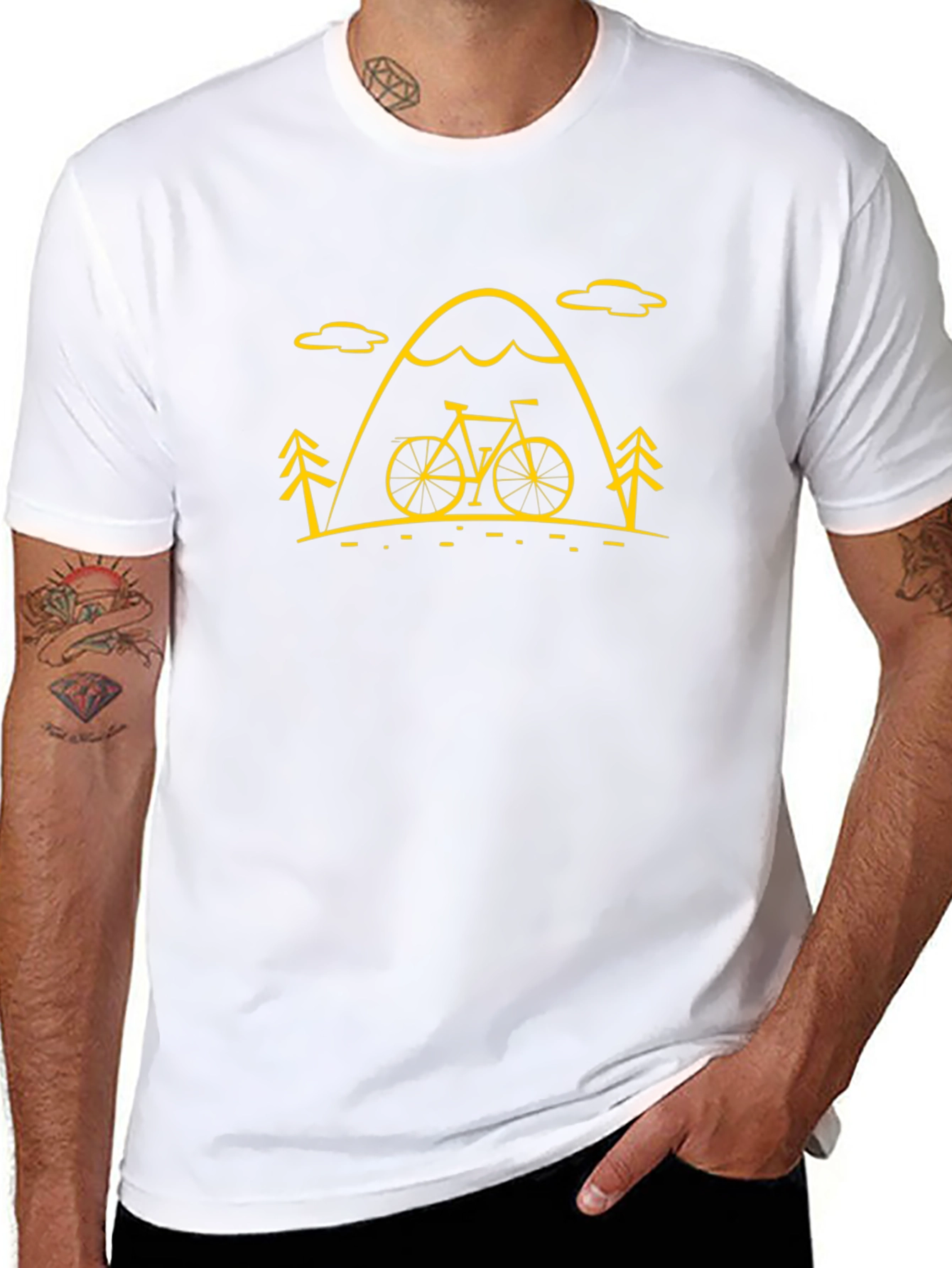 Mountain Bike Graphic Tee - Black Cotton Blend Shirt