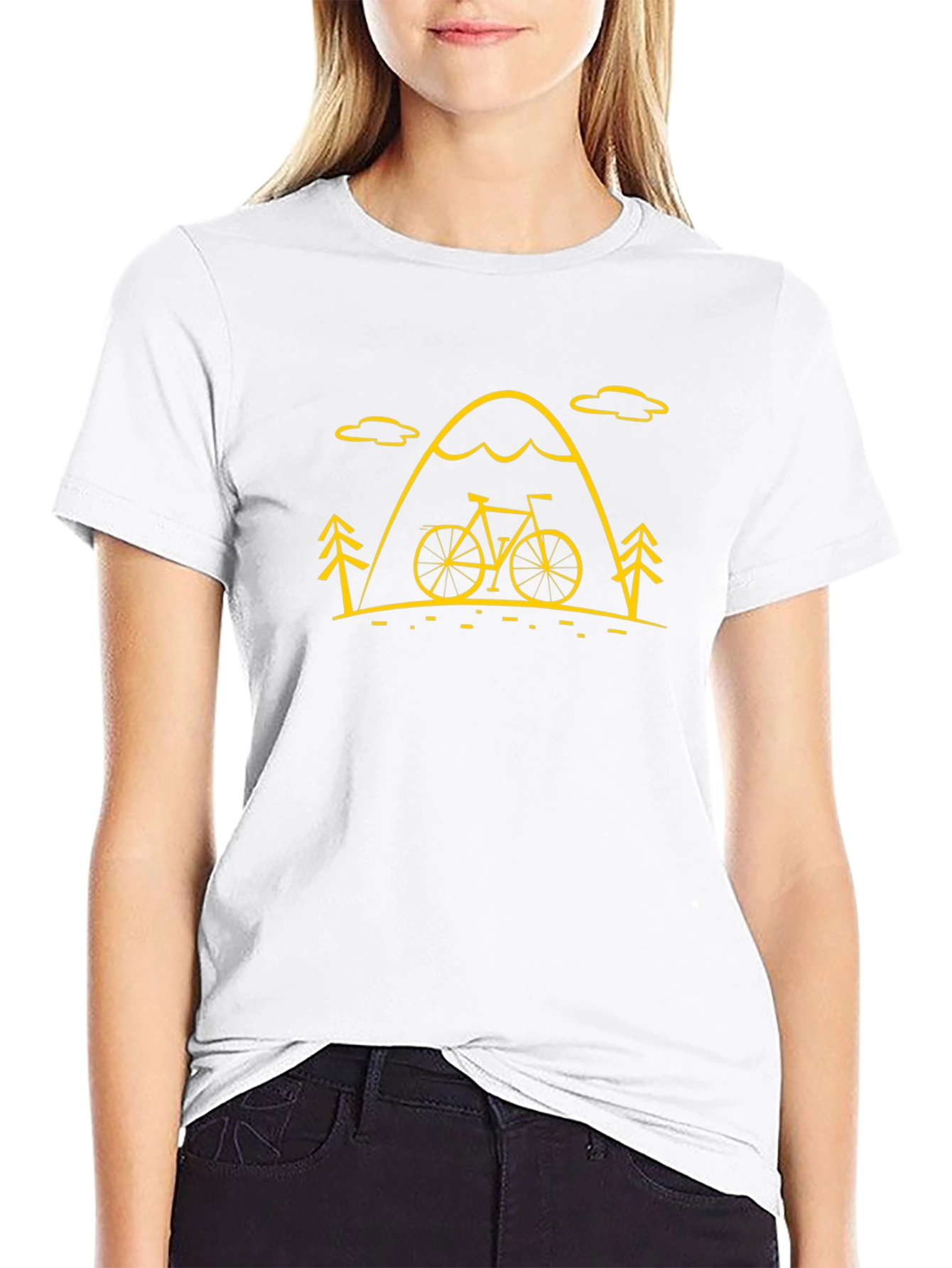 Mountain Bike Graphic Tee - Black Cotton Blend Shirt