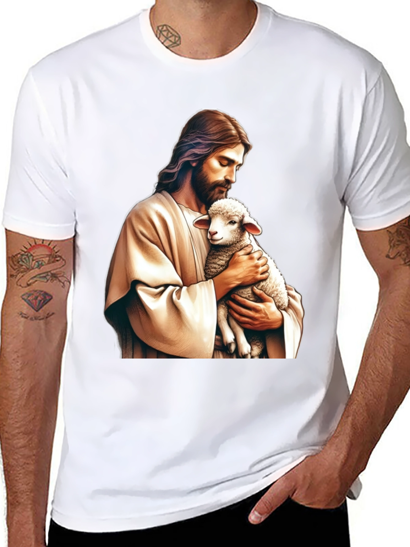 Jesus and Lamb Graphic T-Shirt