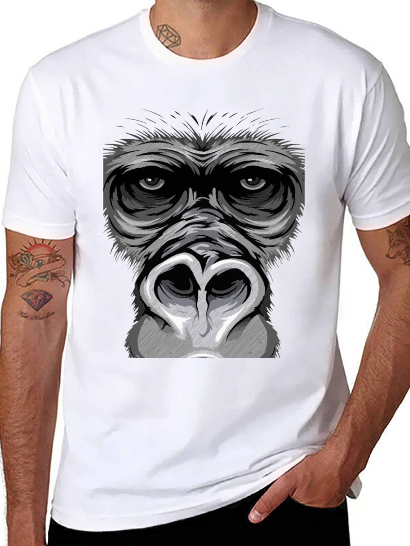 Gorilla Face Graphic T-Shirt - Bold Statement Tee