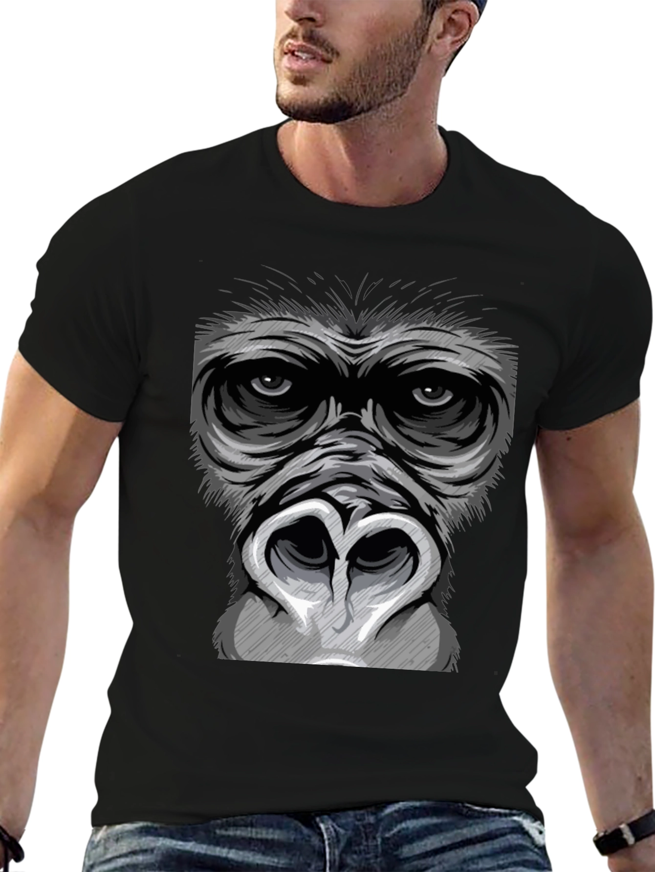 Gorilla Face Graphic T-Shirt - Bold Statement Tee