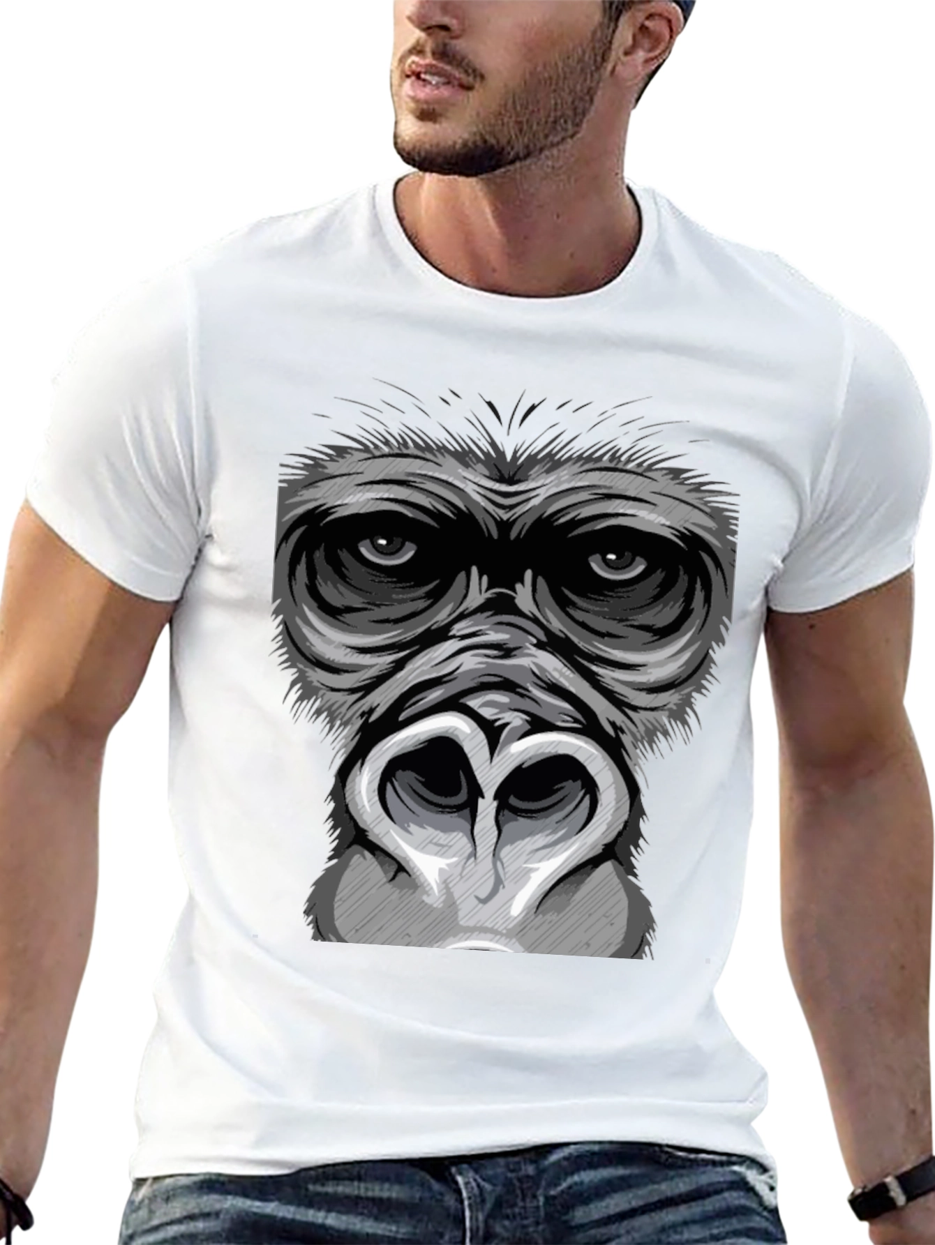 Gorilla Face Graphic T-Shirt - Bold Statement Tee