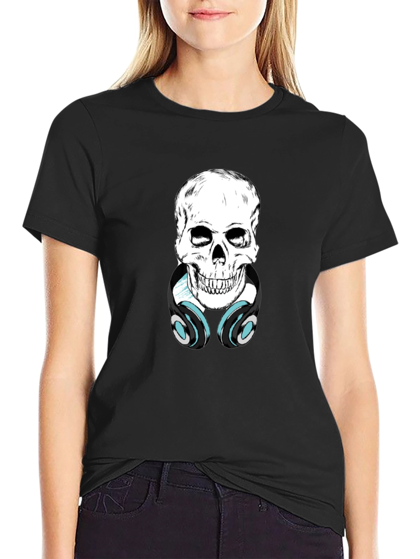 Skull with Headphones Graphic Tee
