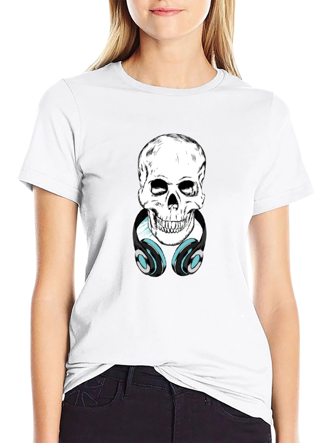 Skull with Headphones Graphic Tee