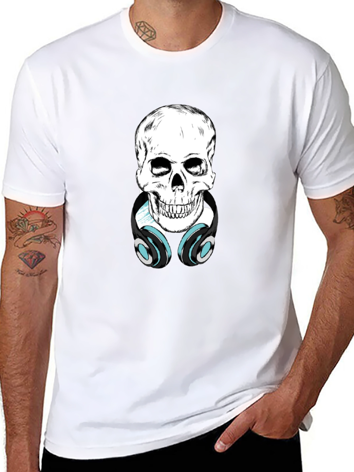 Skull with Headphones Graphic Tee