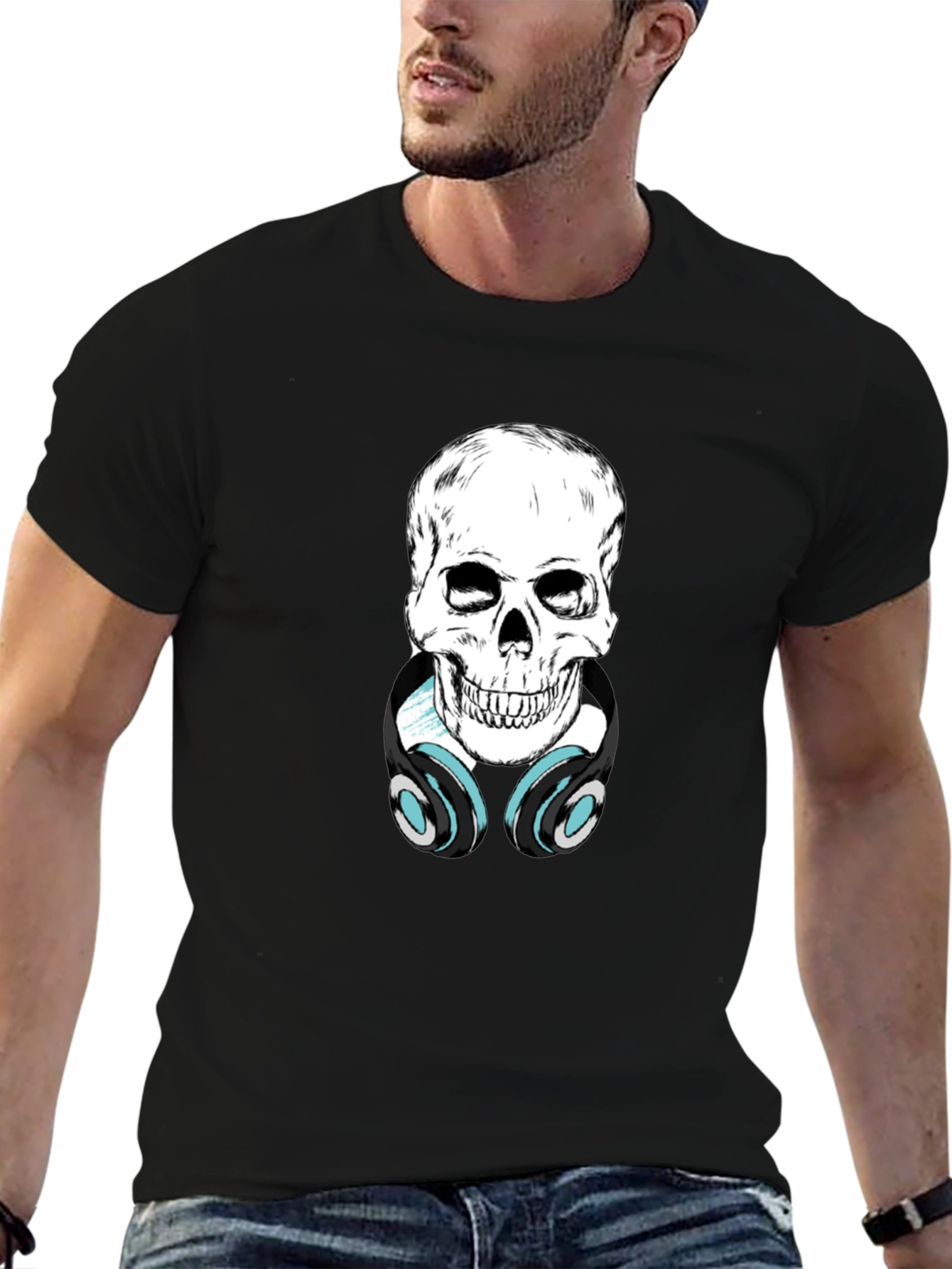Skull with Headphones Graphic Tee