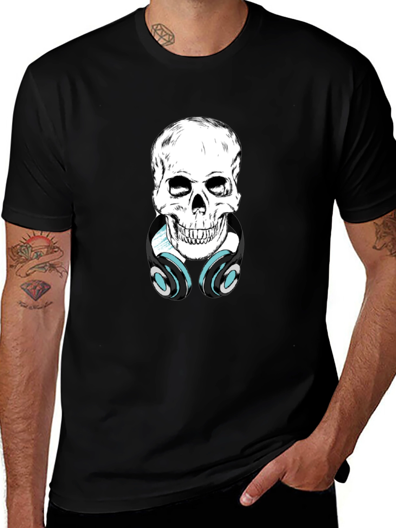 Skull with Headphones Graphic Tee