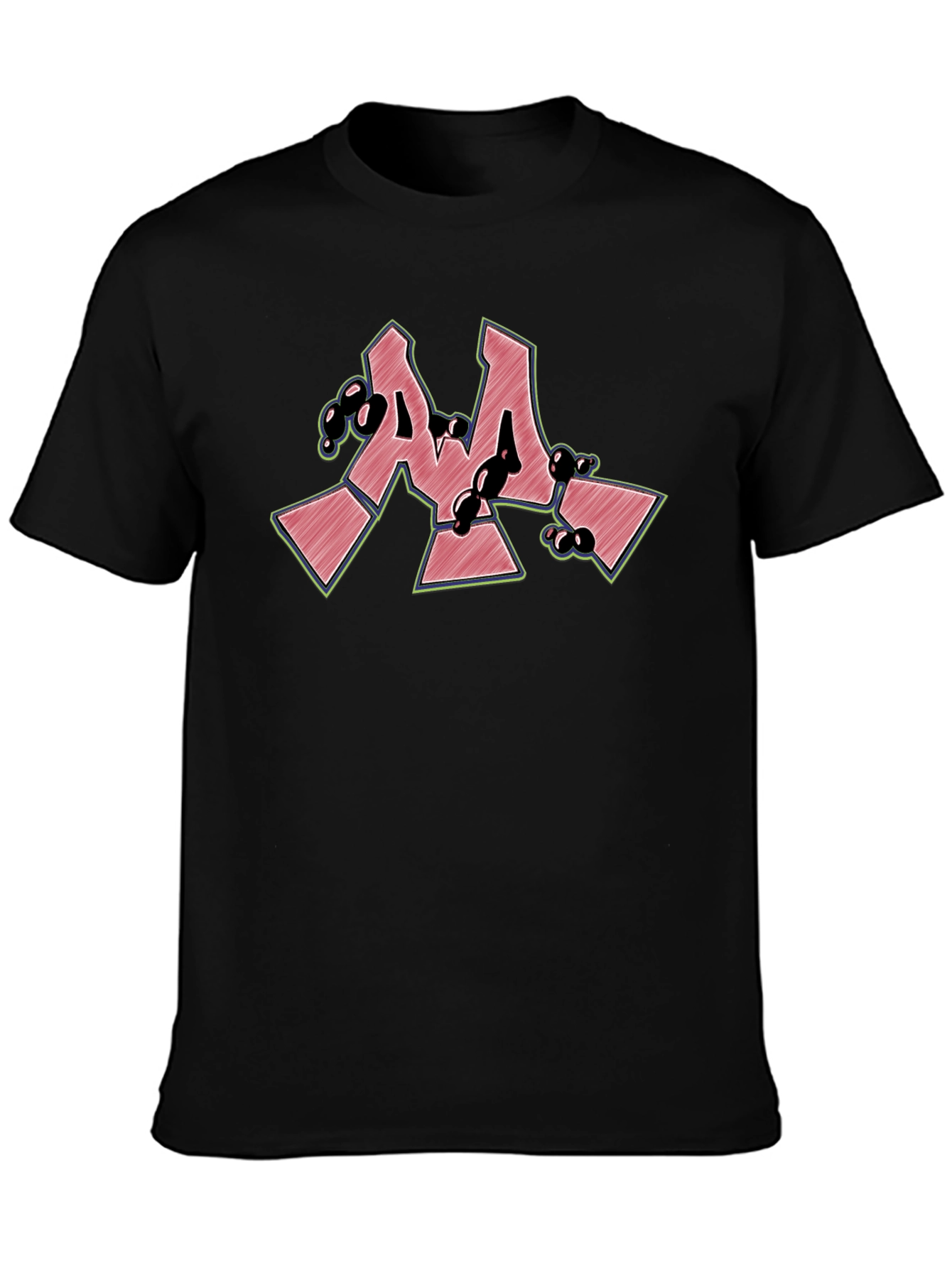 Cool Graffiti Style M Letter Black T-Shirt