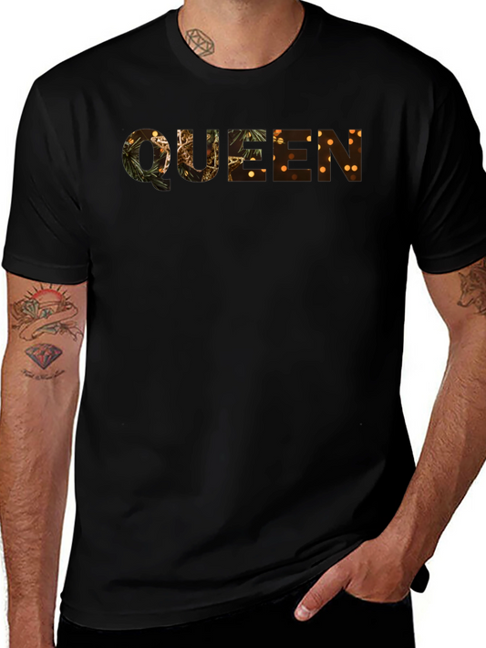Queen Festive Print Black T-Shirt