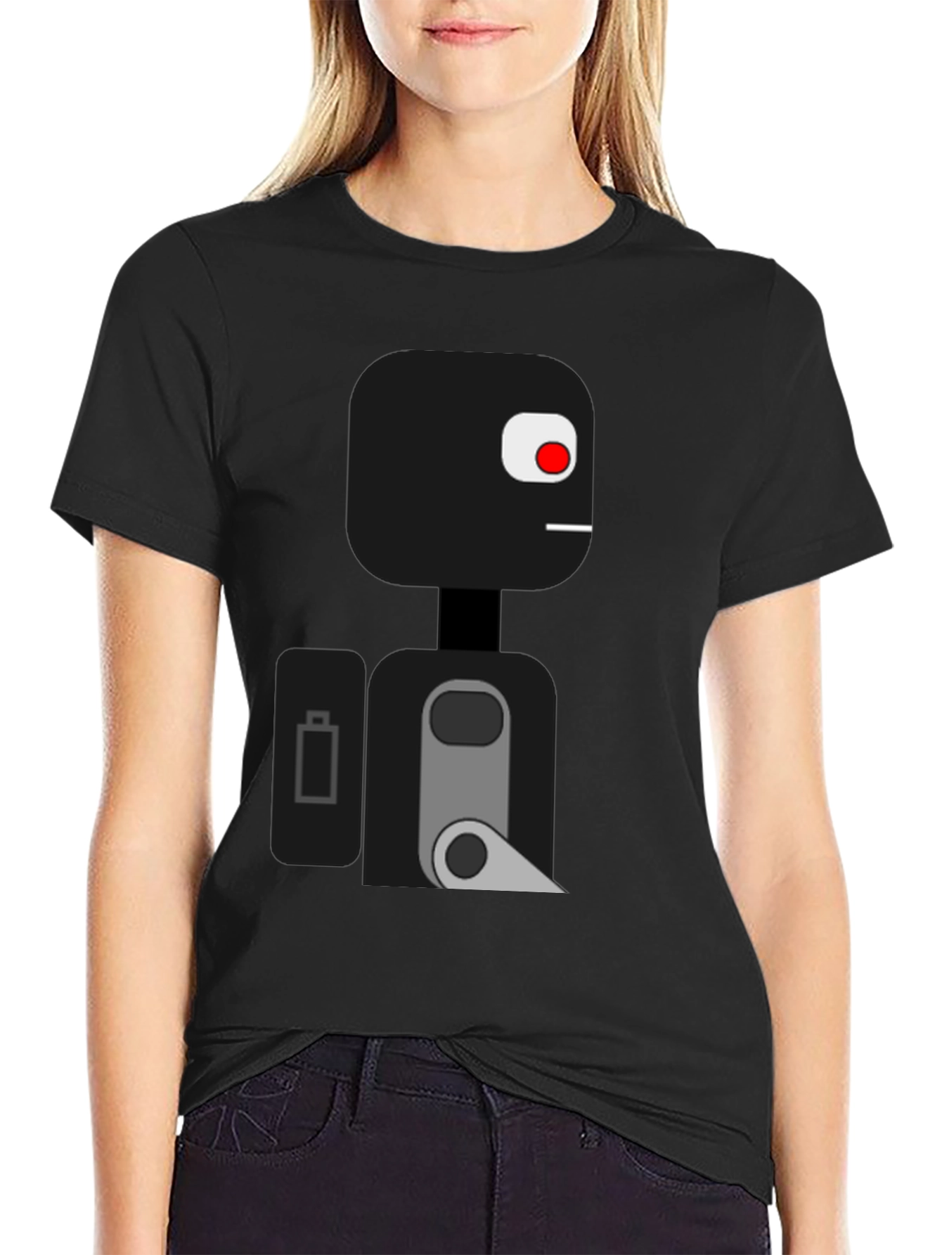 Geometric Robot Graphic Tee - Modern Design