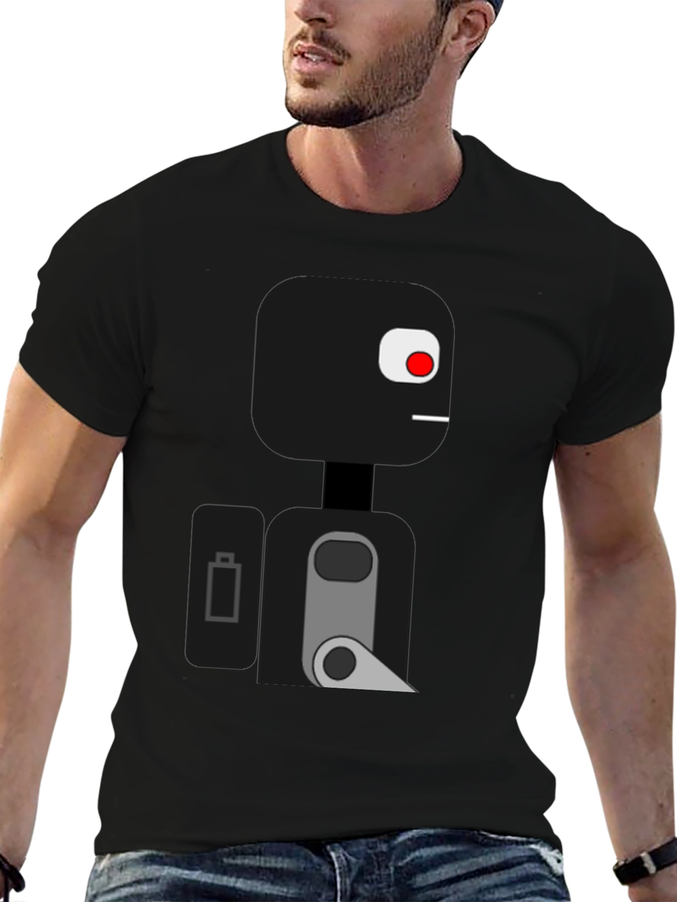 Geometric Robot Graphic Tee - Modern Design