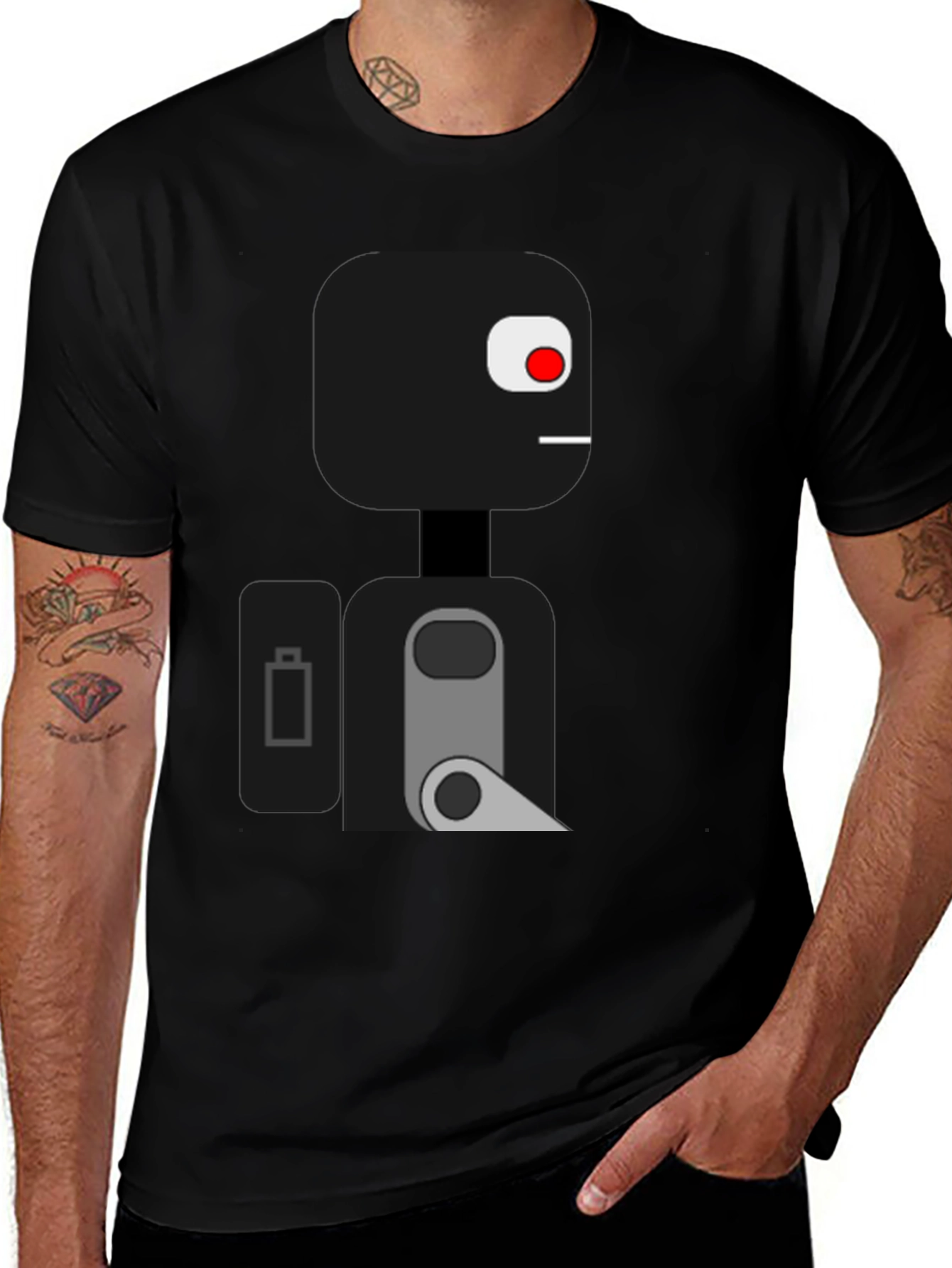 Geometric Robot Graphic Tee - Modern Design