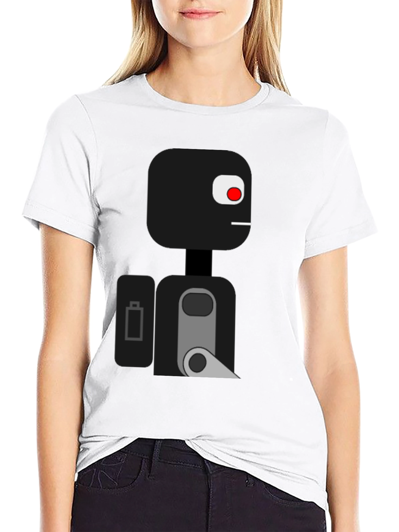 Geometric Robot Graphic Tee - Modern Design