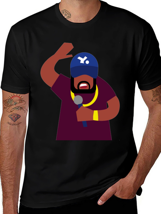 Rapper Graphic Tee - Black Short Sleeve Cotton Shirt